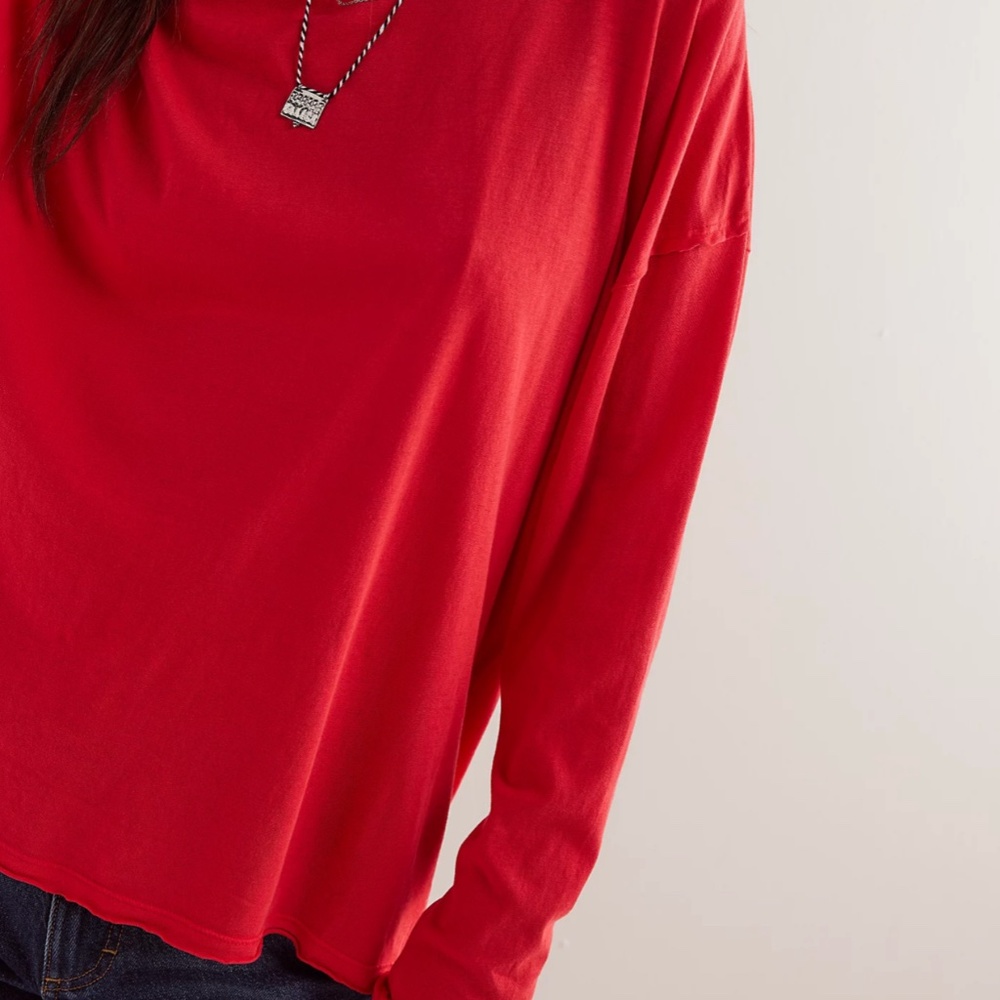 Free People We The Free Nina Long-Sleeve Tee in Rusted Red - Picture 3 of 4